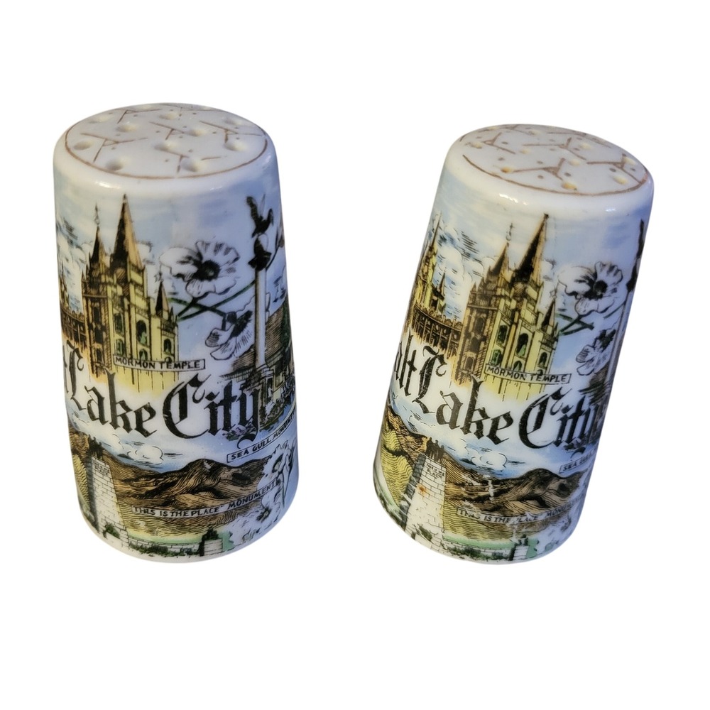 Vintage Salt‎ Lake City Utah Souvenir Ceramic Salt and Pepper Shakers Set